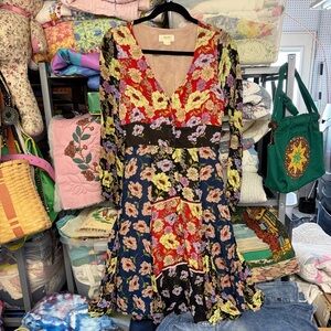 Anthropologie Multicolor Floral Midi Dress